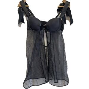 Sz.S-Elegant Black Sheer Babydoll Lingerie